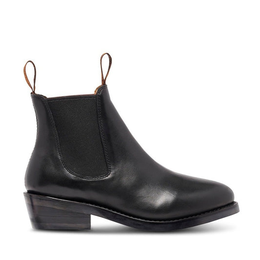 Black Chelsea Mustang Signature Y61064 Womens Pull Up Leather Non Safety Boots