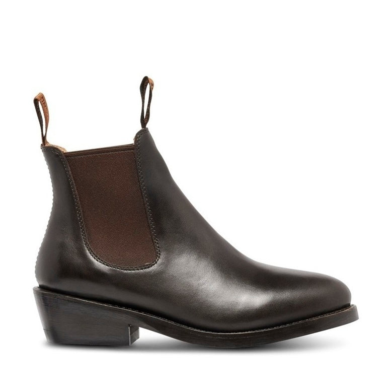 Dark brown leather Chelsea Mustang Signature Y61065 Womens Pull Up Leather Non Safety Boots