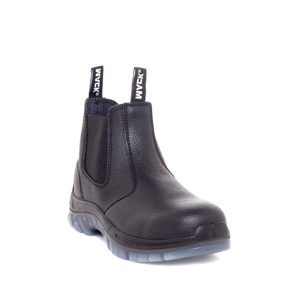 Black Leather Workboots Black Mack MK0TRADIE Elastic Sided Safety Work Boots Slip On