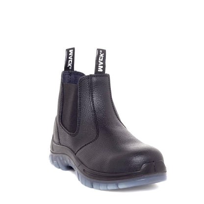 Black Leather Workboots Black Mack MK0TRADIE Elastic Sided Safety Work Boots Slip On