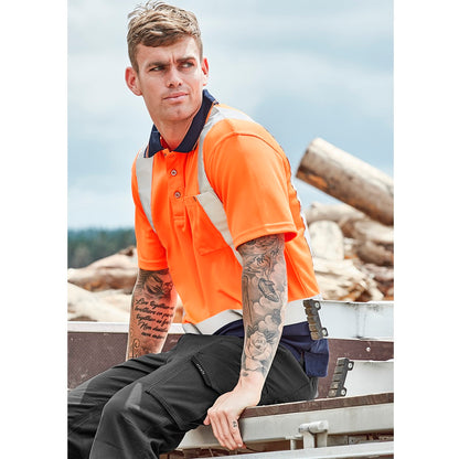 Syzmik ZH233 Mens HiVis Spliced S/S Polo Shoulder Tape