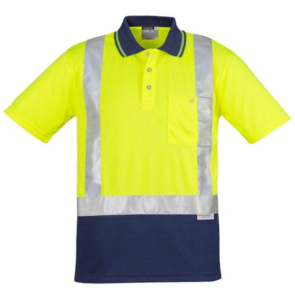 Syzmik ZH233 Mens HiVis Spliced Short Sleeve Polo Shoulder Tape