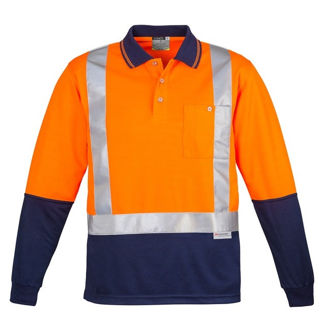 Syzmik ZH234 Mens HiVis Spliced Long Sleeve Polo Shoulder Tape
