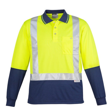Syzmik ZH234 Mens HiVis Spliced Long Sleeve Polo Shoulder Tape
