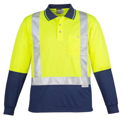 Syzmik ZH234 Mens HiVis Spliced L/S Polo Shoulder Tape