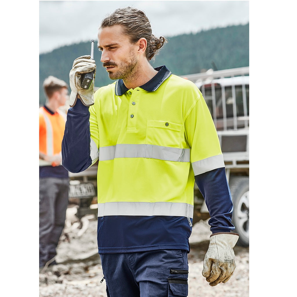 Syzmik ZH235 Mens HiVis Spliced L/S Polo Hooped Tape