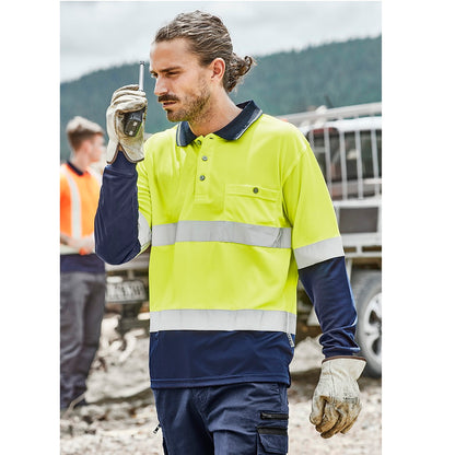 Syzmik ZH235 Mens HiVis Spliced L/S Polo Hooped Tape