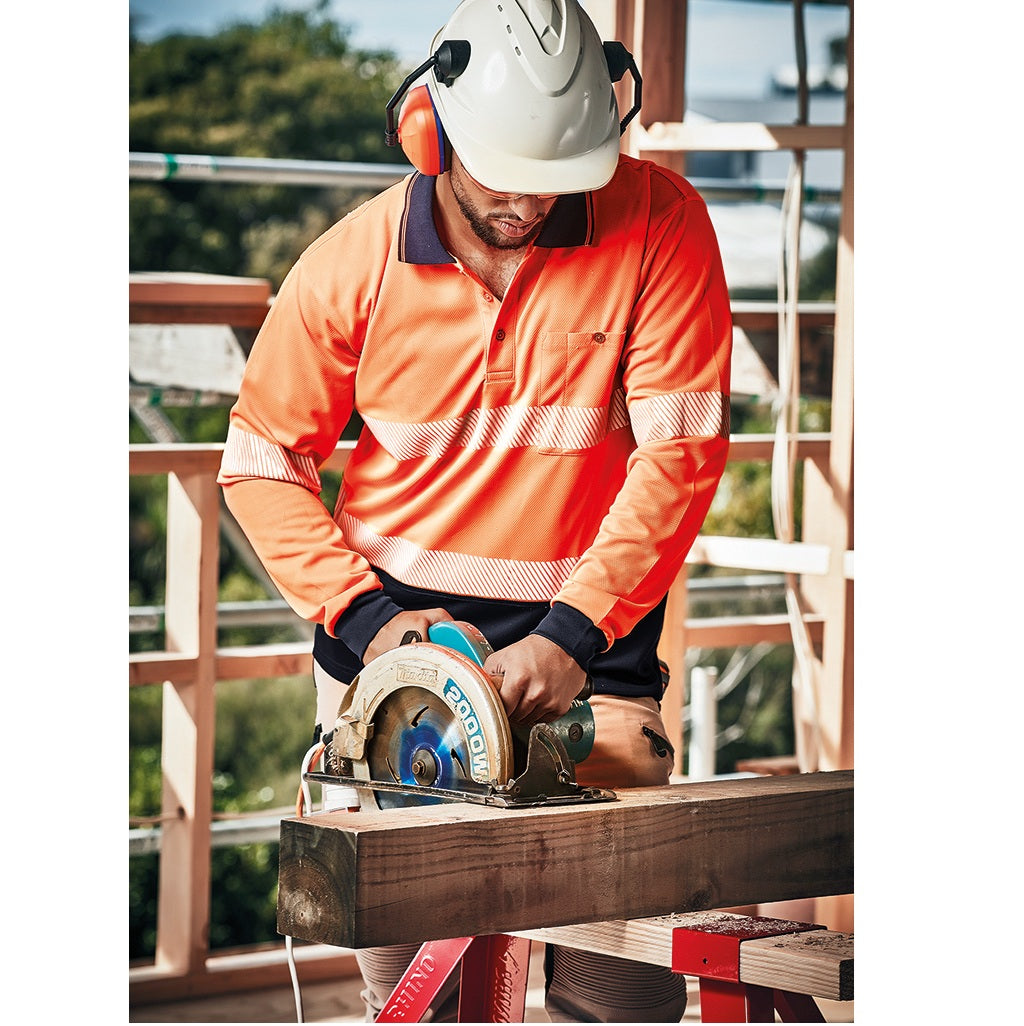 Syzmik ZH530 Unisex HiVis Segmented L/S Polo - Hoop Taped