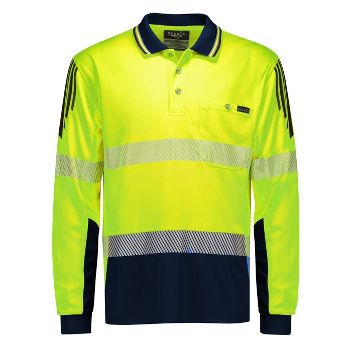 Syzmik ZH550 Mens Hi Vis Flux Segmented Tape Long Sleeve Polo