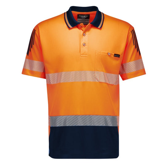 Syzmik ZH555 Mens Hi Vis Flux Segmented Tape Short Sleeve Polo