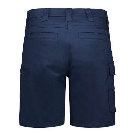 Ladies Navy blue cargo shorts on a white background