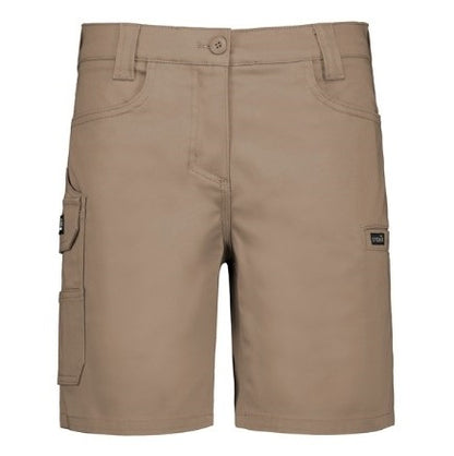 Syzmik ZS735 Women's Essential Work Stretch Cargo Khaki Shorts - Front view