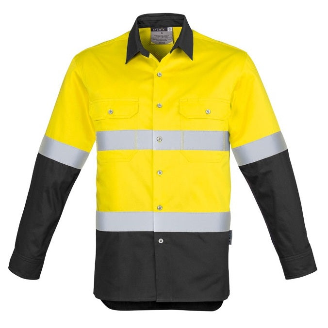 Syzmik ZW123 Mens HiVis Spliced Industrial Shirt Hooped Tape
