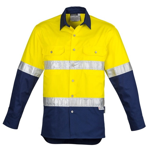 Syzmik ZW123 Mens HiVis Spliced Industrial Shirt Hooped Tape