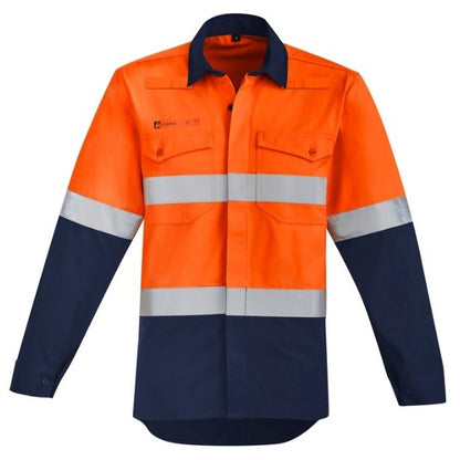 Syzmik ZW140 Mens Orange Flame HRC 2 Hoop Taped Open Front Spliced Shirt