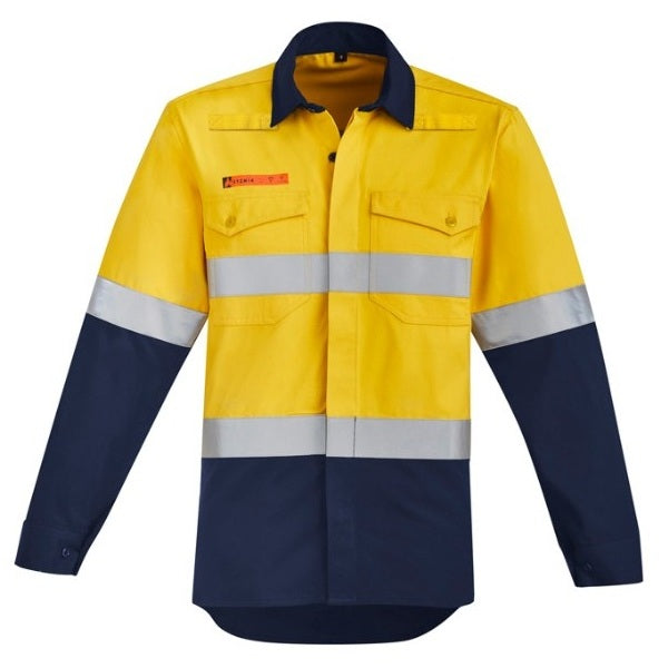 Syzmik ZW140 Mens Orange Flame HRC 2 Hoop Taped Open Front Spliced Shirt