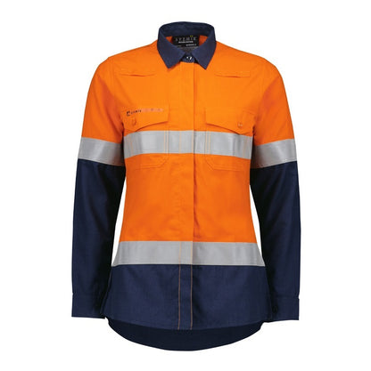 Syzmik ZW170 Womens Orange Flame Lightweight Ripstop Taped Shirt