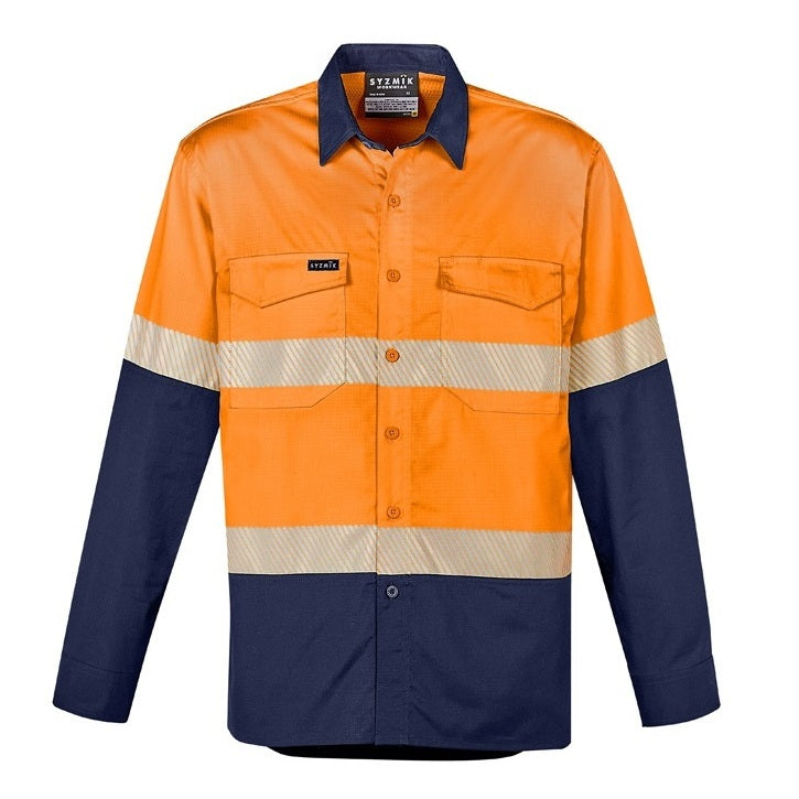 Syzmik ZW229 Mens Rugged Cooling HiVis Segmented Tape Long Sleeve Shirt