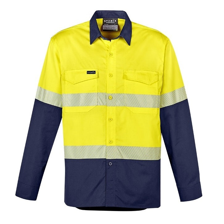 Syzmik ZW229 Mens Rugged Cooling HiVis Segmented Tape Long Sleeve Shirt