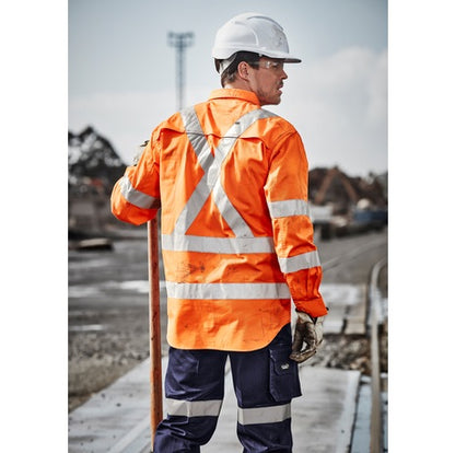Syzmik ZW690 Mens HiVis X Back Tape L/S Shirt
