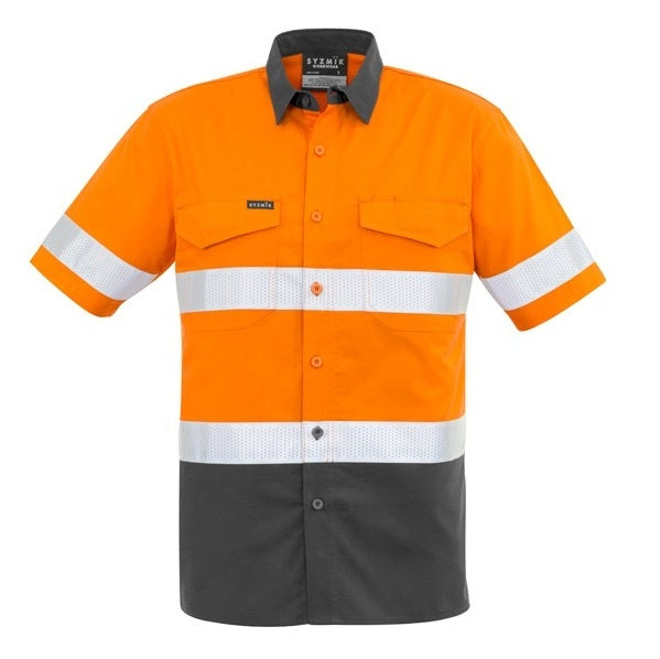 Syzmik ZW835 Mens Rugged Cooling Taped HiVis Spliced S/S Shirt