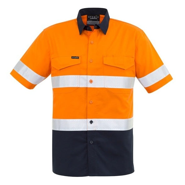 Syzmik ZW835 Mens Rugged Cooling Taped HiVis Spliced S/S Shirt