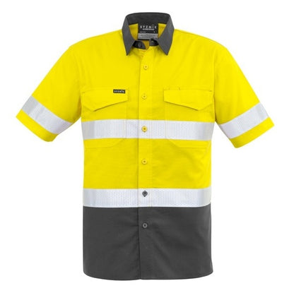 Syzmik ZW835 Mens Rugged Cooling Taped HiVis Spliced S/S Shirt