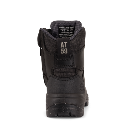 Black boot with 'AT 59' branding on a white background
