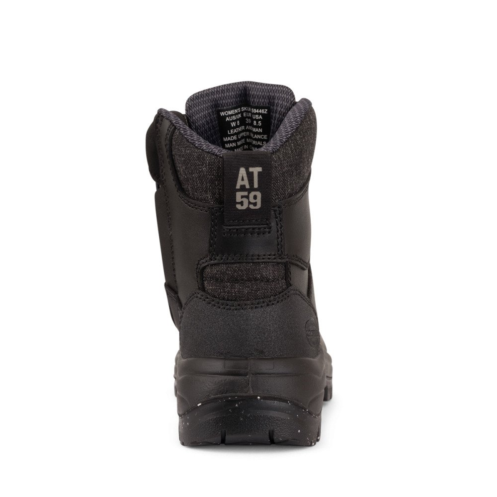 Black boot with 'AT 59' branding on a white background