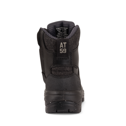 Black boot with 'AT 59' branding on a white background