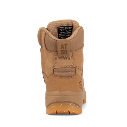 Tan boot with 'AT 59' branding on a white background