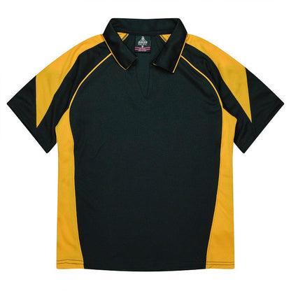 Womens black and gold modern design flattering Aussie Pacific N2301 Premier Lady Polo