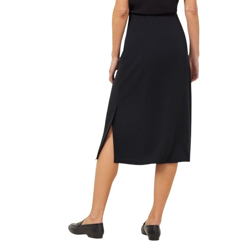 NNT CAT2RV Crepe Stretch Ladies Professional A-Line Black Corporate Skirt - Back View 