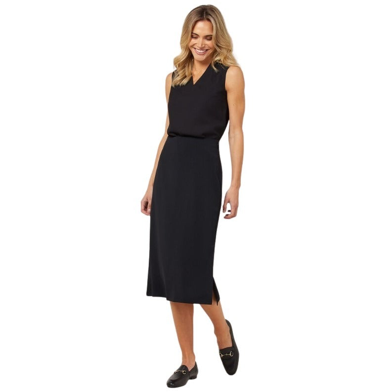 NNT CAT2RV Crepe Stretch Women's Professional A-Line Black Corporate Skirt -Front Full View 