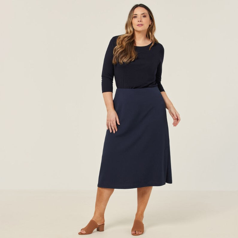 NNT CAT2RV Crepe Stretch Women's Midi Length A-Line Skirt
