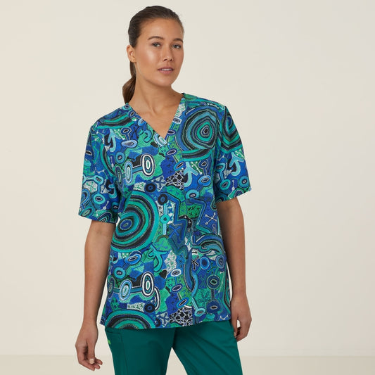 NNT CATRFR Warlu Indigenous Unisex Print Scrub Top