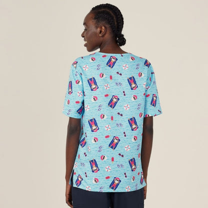 NNT CATRGK Festive Santa Pool Party Scrub Top