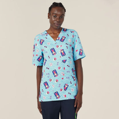 NNT CATRGK Festive Santa Pool Party Scrub Top