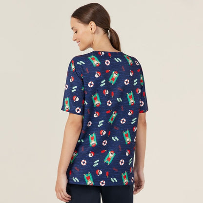 NNT CATRGK Festive Santa Pool Party Scrub Top