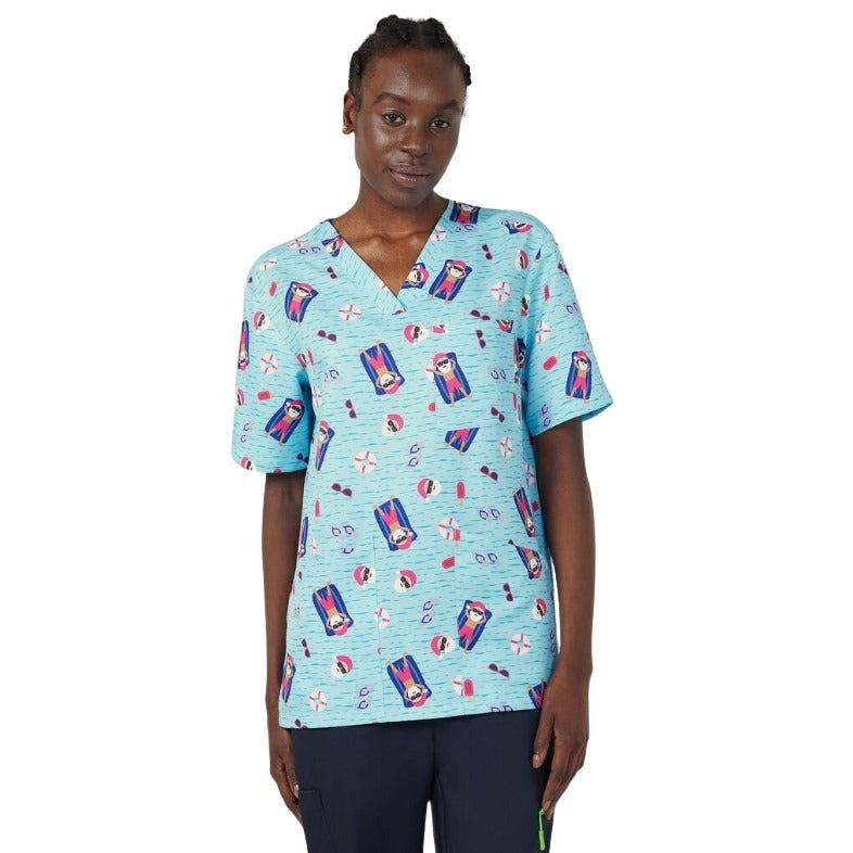 NNT CATRGK Festive Santa Pool Party Scrub Top