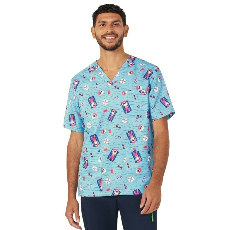 NNT CATRGK Festive Santa Pool Party Scrub Top