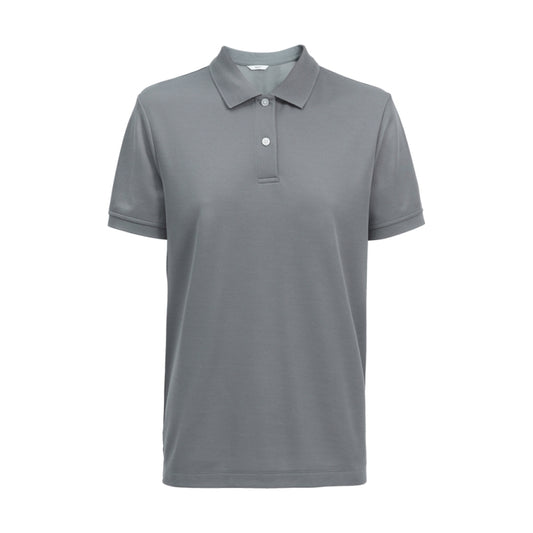 A charcoal gray, short-sleeved NNT Active polo shirt with a collar, two button placket, and ribbed collar and sleeve cuffs.