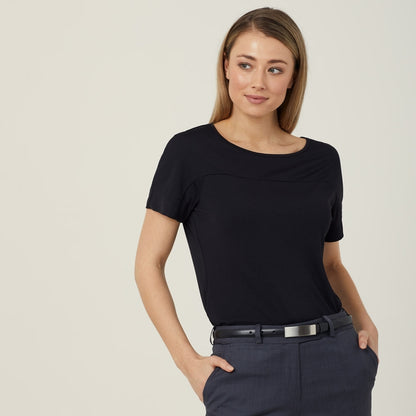 NNT CATUHN Matt Jersey Boat Neck Short Sleeve Top