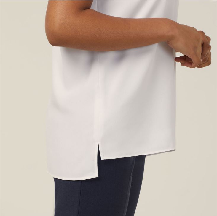 NNT CATUPU French Georgette Short Sleeve V-Neck Top