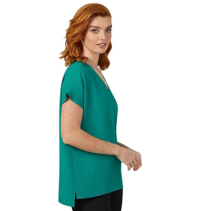 NNT CATUPU French Georgette Short Sleeve V-Neck Top