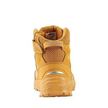 Yellow work boot on a white background