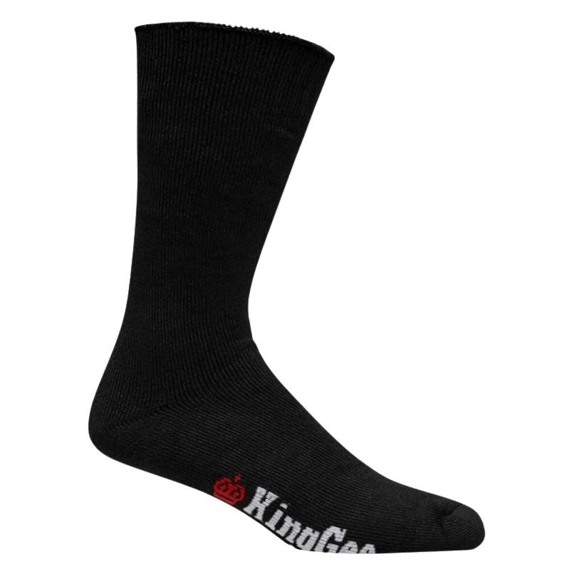 Black sock with King Gee logo on a white background