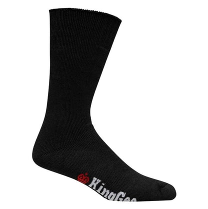 Black sock with King Gee logo on a white background