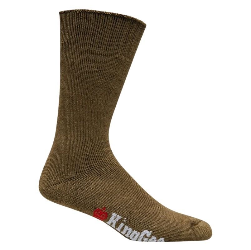 Brown sock with KingGea branding on a white background