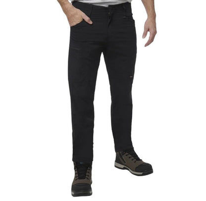 Person wearing black pants on a white background